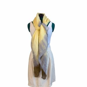 2/$30 Zara  Linen Yellow Blue and Brown Gradient Scarf